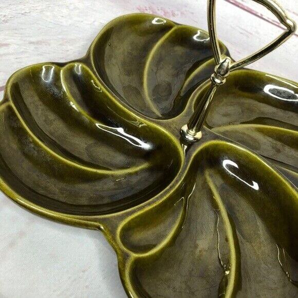 Haeger Relish Tidbit Tray Plate Pottery Vintage 8110 H Four Section Divided - Picture 4 of 7